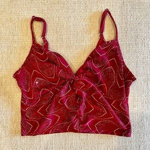 Glittery Y2K Style Red Crop Top